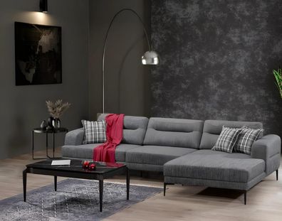 Elegantes graues Stoff-Ecksofa in L-Form modern und komfortabel