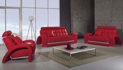 Sofa Set 321 Seater Design Upholstery Couches Modern Luxury New Wood Red Sofas