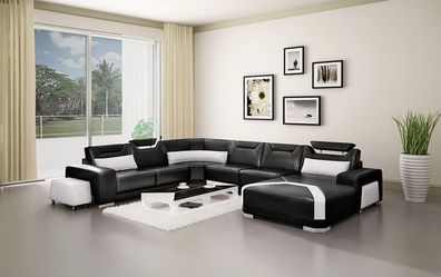 Living Area U - Shape Sofa Corner Set Couch Corner Upholstery New Modern Black