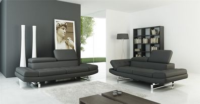 Sets Leather Sofa Living Area 3 + 2 Seater Sets Design Modern Couches New Black