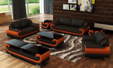 Leather Sofas Couches Living Area 3 + 1 + 1 Seater Sets Design Modern New Black