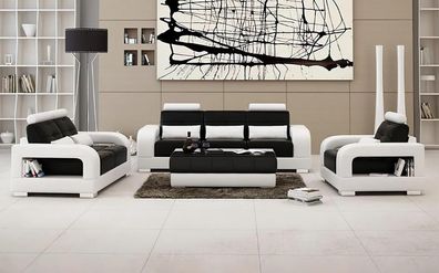 Sofa Set 3 + 1 + 1 Seater Design Upholstery Couches Modern Luxury New White Wood