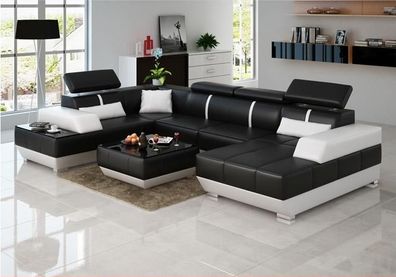 Design Living Area U - Shape Big Corner Sofa Couch Upholstery XXL Set Leather
