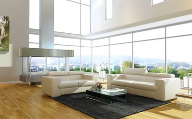 Leather Sofa Set 3 + 2 Seater Upholstered Couch Couches Sets Modern White Colour