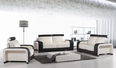 Modern Luxury Design Sofa Set 3 + 2 + 1 Furniture Stool Upholstery Leather Complete