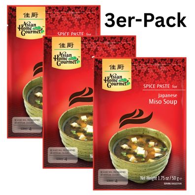 3er-Pack Asian Home Gourmet Japanische Miso Suppenpaste 50g