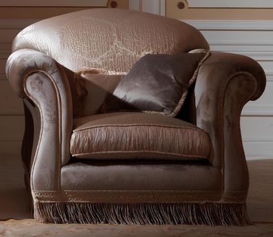 Luxus Sessel Polster Thron Landhaus Stil Echtholz Italienische Möbel Einsitzer