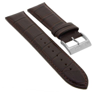 Nautica Uhrenarmband 22mm | Leder Kroko Optik in braun | NAI21501G