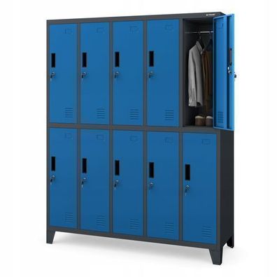 Umkleideschrank Spind Spint Schließfachschrank 172x136x45 cm anthrazit-blau