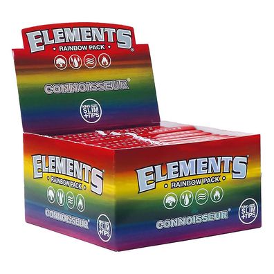 Elements Connoisseur Rainbow King Size Slim Papers + Tips 24x 32 Blatt + 32 Tips
