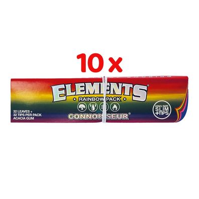 Elements Connoisseur Rainbow King Size Slim Papers + Tips 10x 32 Blättchen + 32 Tips