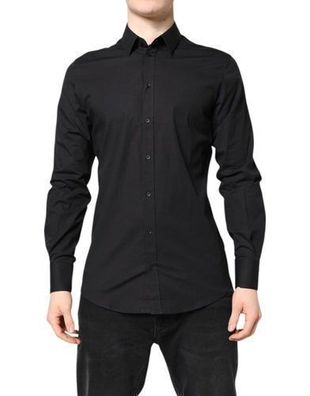 Dolce & Gabbana Black GOLD Cotton Dress Formal Shirt