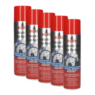 5x NIGRIN Bremsenreiniger Teilereiniger Entfetter 1x 500ml Auto Reiniger Dose
