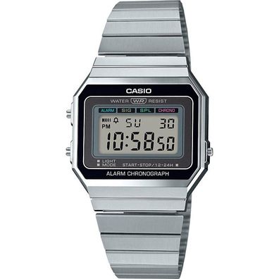 Casio Collection Damen Digital Uhr A700WE mit Edelstahl Armband