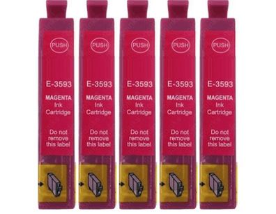 5 Druckerpatronen T3593 - T35 XL magenta für Epson Pro WF-4735 WF-4740