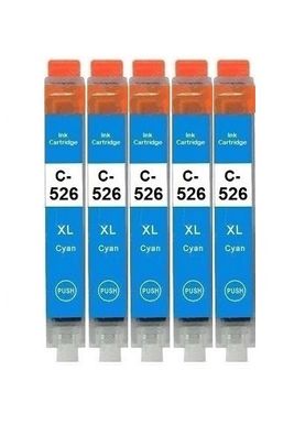 5 kompatible Patronen CLI-526 C für Canon IP4850 IP4950 IX6550 MG5140 MG5150