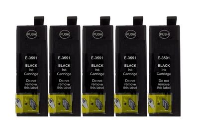 5 Druckerpatronen T3591 - T35 XL schwarz für Epson Pro WF-4735 WF-4740