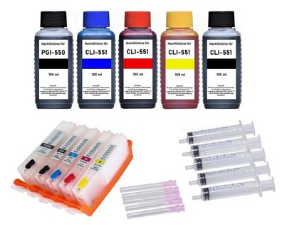 Nachfüllbare Patronen PGI-550 + CLI-551 + Tinte für MG6450 MG6650 MG7150 MG7550