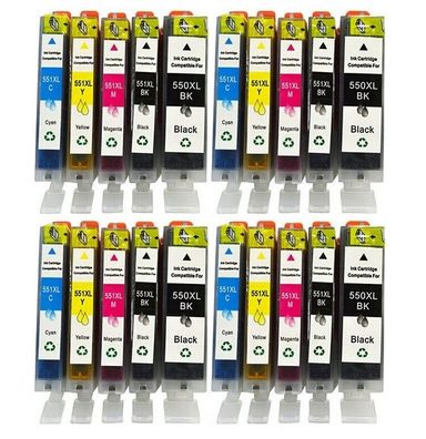 20 kompatible Druckerpatronen kompatibel mit Canon PGI-550 + CLI-551