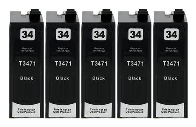 5 kompatible Patronen T3471 XL black für Epson WF-3720DW WF-3720DWF WF-3725DWF