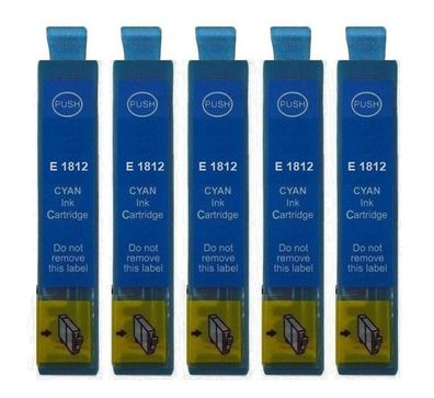 5 kompatible Patronen T18 XL cyan für Epson XP-402 XP-405 XP-412 XP-413 XP-415