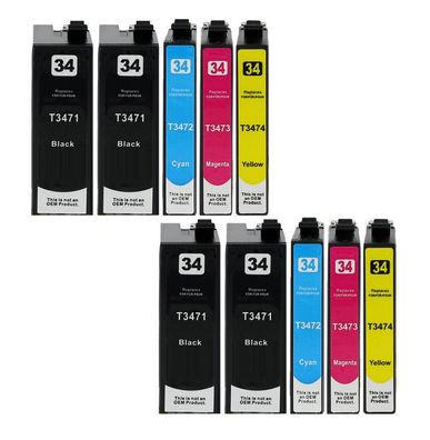 Inkpro 10 kompatible Tintenpatronen T34 XL für WF-3720 WF-3725