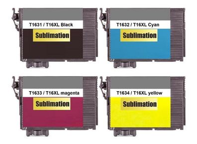 4 x Sublimationstinte T16 XL für Epson WF-2630 2650 2660 2750 2760