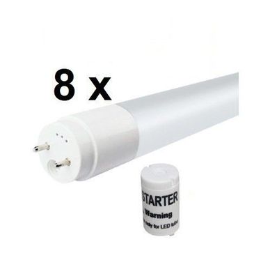 8 x 60 cm LED-Röhre T8 / G13 - 8 Watt, 1100 Lumen, Kaltweiß, 300° Ausstrahlung