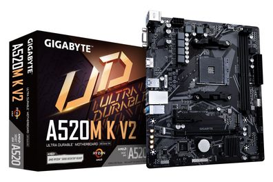 Gigabyte A520M K V2 - 1.0 - Motherboard - micro ATX - Socket AM4 - AMD A520 Chi... ->