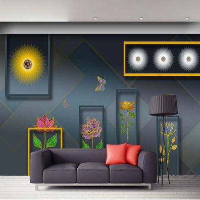 Premium 3D Emaille?Rosen Wandtapete - Design mit feinen Federn 10276