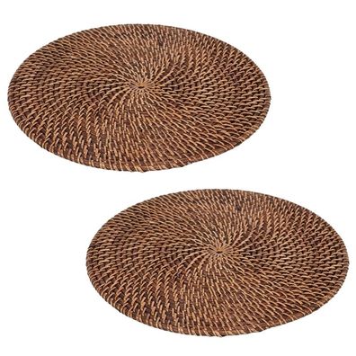 2er-Platzset LOMBOK Rattan Natural D35cm Platzmatte Untersetzer Platzdeckchen
