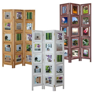 Paravent Raumteiler 3 teilig Fotos Bilder Weiß Braun Hellbraun Holz