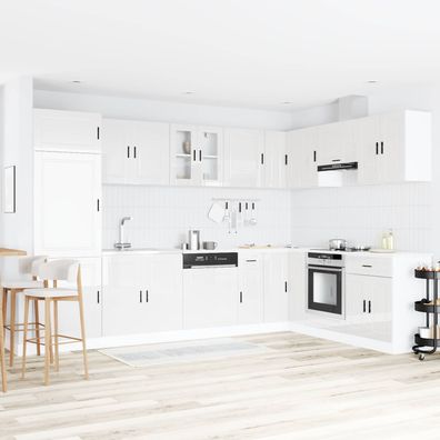 vidaXL Waschbecken-Unterschrank mit Tür Porto 2 pcs Weiß Holzwerkstoff