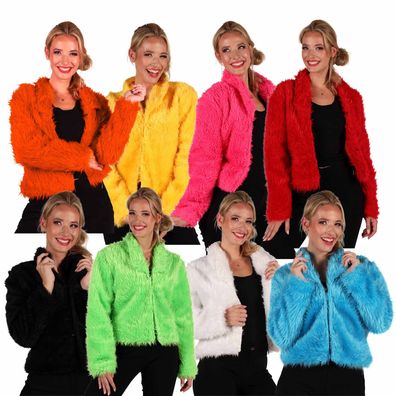 Plüschjacke Fell Jacke Damen versch. Farben Karneval Fasching Verkleidung