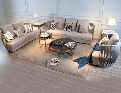 Garnitur Couch Polster Stoff Sofa Couchen Polster Sitz Garnituren 3 + 2+1 Designer