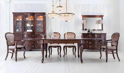 Klassischer Design Stuhl Chesterfield Holz Antik Barock Stil Stühle Lehn Neu