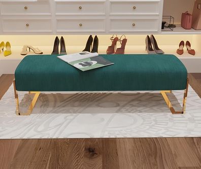 Hocker Polsterhocker Fuß Ablage Möbel Wohnen Sitzbänke Sitz Textil Grün Designer