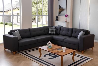 Exklusives Dunkelgraues Ecksofa Wohnzimmer Polstercouchen L-Form Sofa