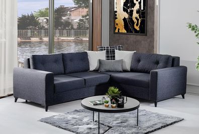 Dunkelgraues Polstersofa Designer Ecksofa Bettfunktion Wohnzimmer Sofa