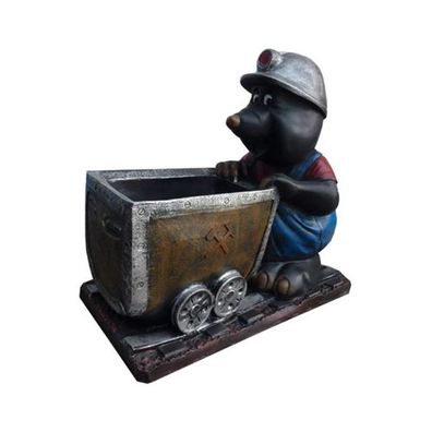 Blumentopf Maulwurf Garten Deko Figur Statue Skulptur Figuren Topf Dekoration