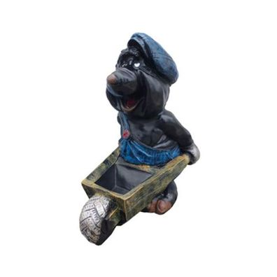 Design Maulwurf Schubkarren Figur Statue Skulptur Figuren Dekoration 60cm Deko