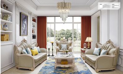 Design Wohnlandschaft Sofa Polster Sofagarnitur 321 Sitzer Tisch Beistelltisch