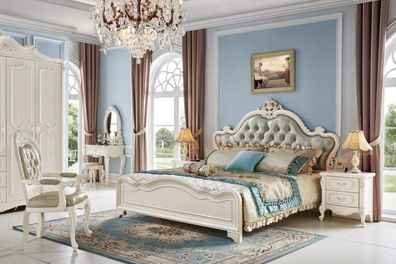 Bett Nachttisch Kleiderschrank 7 tlg. Schlafzimmer Set Design Luxus Schlafzimmer