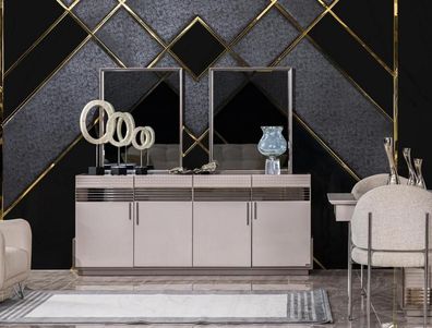 Hochwertig Holz Modern Möbel Sideboard Beige Tisch Stil Design Sideboard