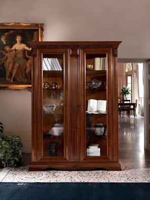 Klassische Vitrine Schrank Vitrinenschrank Vitrinen Glasschrank Barock Rokoko