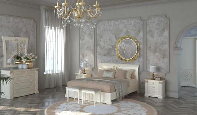 Bett Nachttisch Kommode 7 tlg. Schlafzimmer Set Design Luxus Schlafzimmer Neu