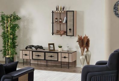 Wohnzimmer TV Ständer Holzmöbel Wandschrank Modern Luxus Wohnwand