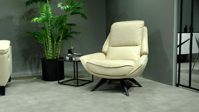 Beiger Ledersessel Wohnzimmer Clubsessel Designe Einsitzer Edle Möbel