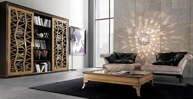 Wohnzimmer Set Wohnwände Möbel 2? Sessel Couchtisch Holz 3tlg Luxus Italien Neu