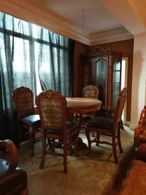 Dining Room Round Dining Table + 4x Chairs Set New Wooden Tables Round 5 Pieces